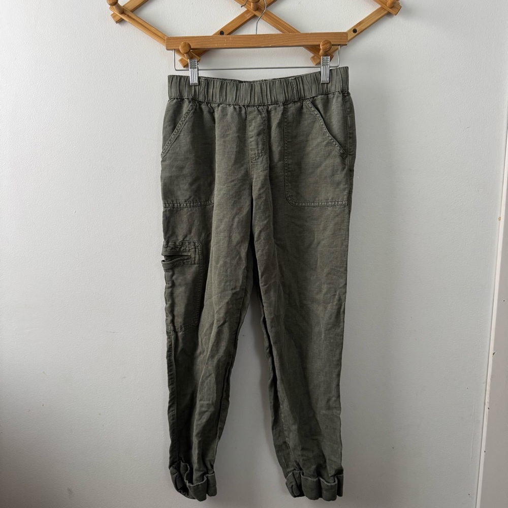 Nicole Miller green linen blend cargo pants S